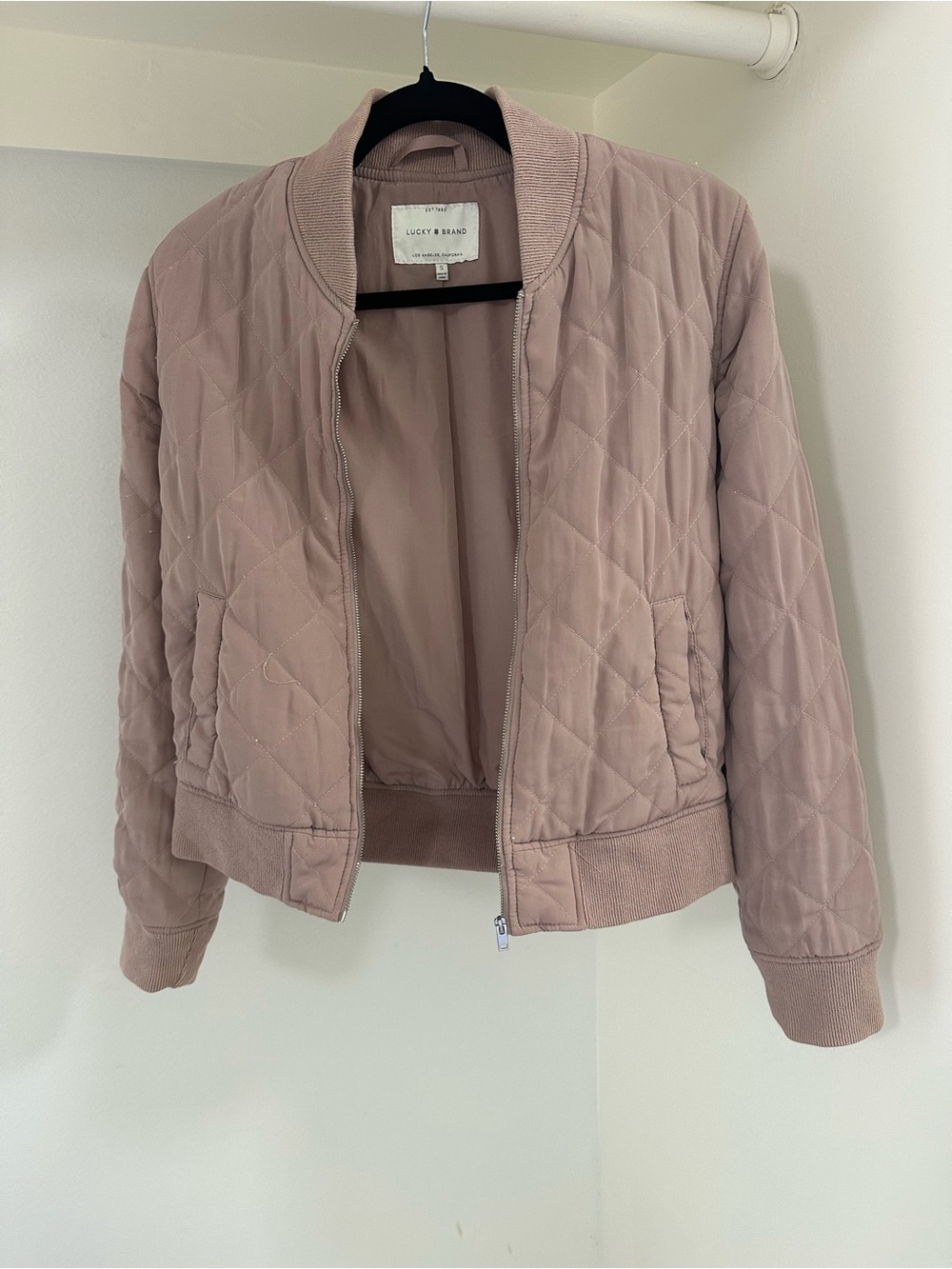 Lucky Brand Quilted Bomber Jacket - Mauve